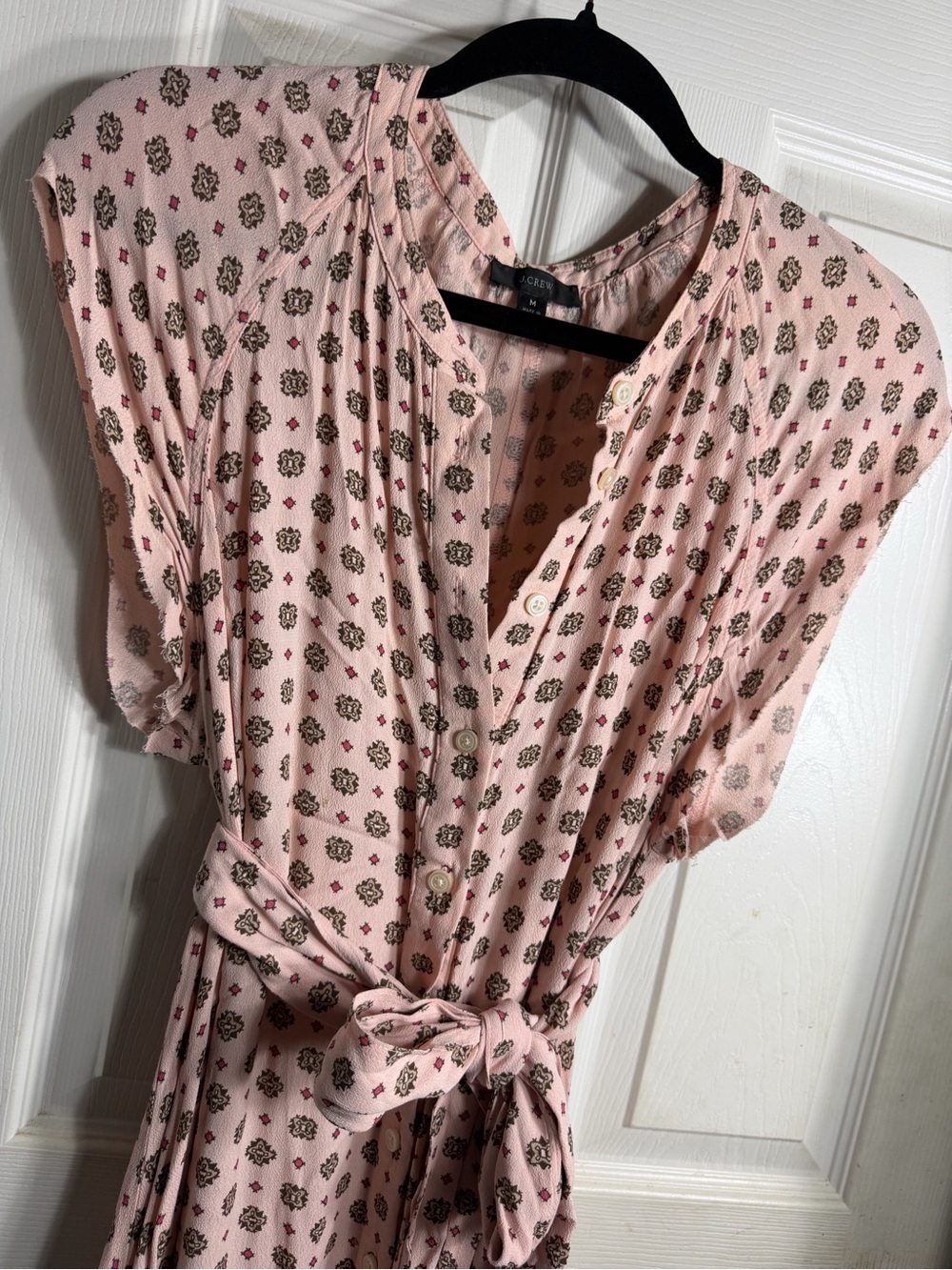 J. Crew Pink Floral Button-Front Maxi Dress